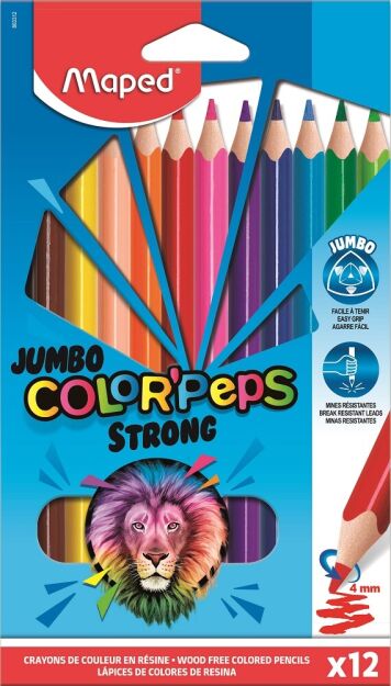 Kredki Color Peps Strong Jumbo 12 kolorów, lepsze niż Bambino