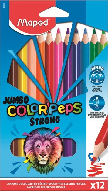 Kredki Color Peps Strong Jumbo 12 kolorów, lepsze niż Bambino