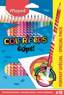 Kredki Color Peps Oops! Maped ścieralne z gumką 18 kolorów