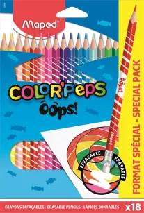 Kredki Color Peps Oops! Maped ścieralne z gumką 18 kolorów