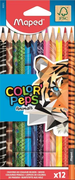 Kredki Color Peps Animals Maped trójkątne 12 kolorów