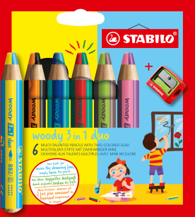 Super kredki STABILO  woody 3 in 1 duo zestaw z temperówką