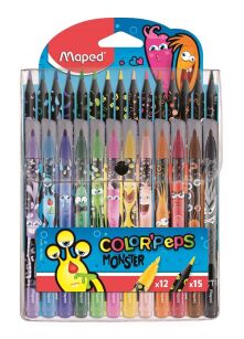 Zestaw Color Peps Monster 12 kredek i 15 flamastrów.