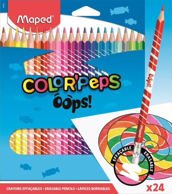 Карандаші Color Peps Oops Maped! Змішувальні з гумкою 24 кольори