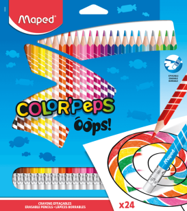 Kredki Color Peps Oops Maped! ścieralne z gumką 24 kolory