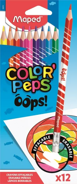 Kredki Color Peps Oops! Maped ścieralne z gumką 12 kolorów