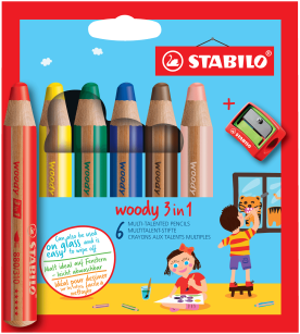 Super kredki STABILO woody 3 in 1 zestaw 6 szt. z temperówką