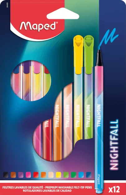 Ручки з густою кінцевою частиною 12 кольорів Maped Nightfall