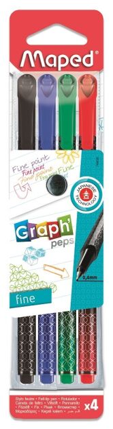 Cienkopisy Graph Peps Deco etui 4 kolory podstawowe