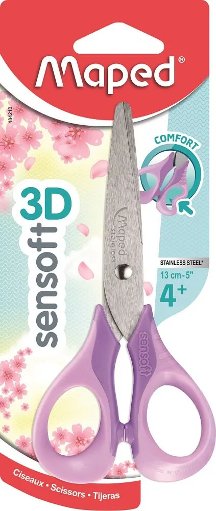 Nożyczki Sensoft Pastel 13 cm z gumowym uchwytem fioletowe