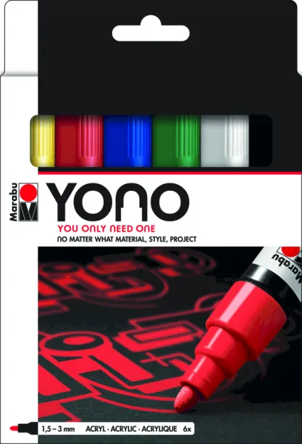 Маркери акрилові YONO набір 6 основних кольорів