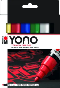 Markery akrylowe YONO zestaw 6 kolorów podstawowych