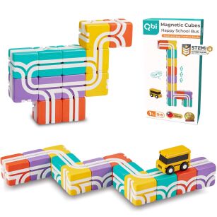Klocki magnetyczne Qbi Happy School Bus