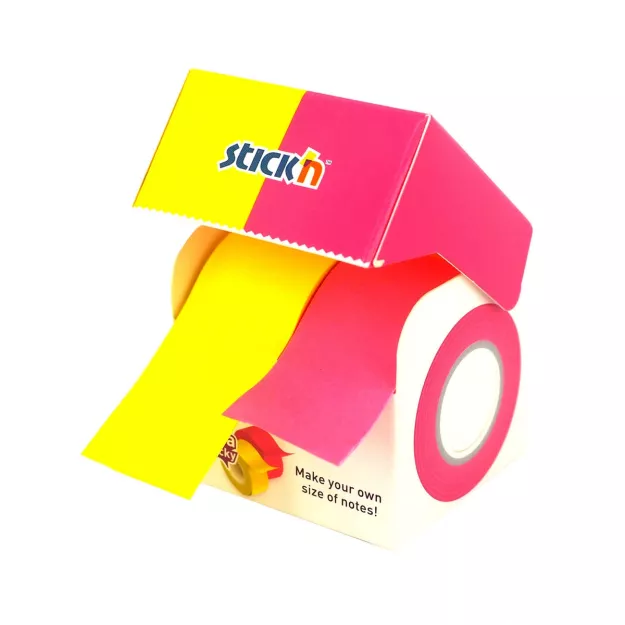 Notes samoprzylepny w 2 rolkach 10 m żółty i różowy neonowe