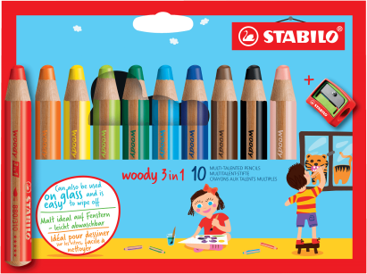 Super kredki STABILO woody 3 in 1 zestaw 10 szt. z temperówką