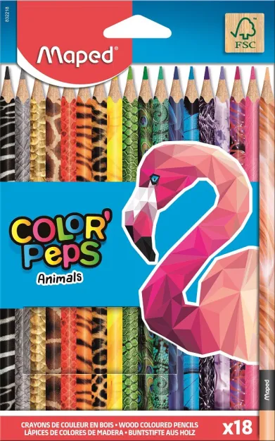 Карандаші Color Peps Animals Maped трикутні 18 шт кольорів