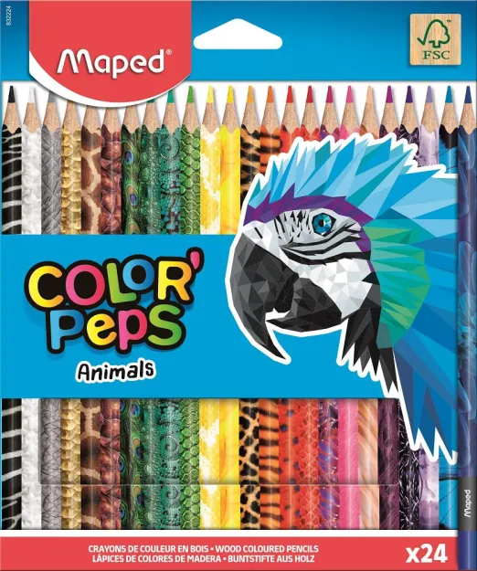 Карандаші Color Peps Animals Maped трикутні 24 кольори